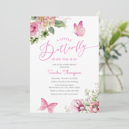 Een kleine vlinder is onderweg Baby shower Kaart (Staand voorkant)