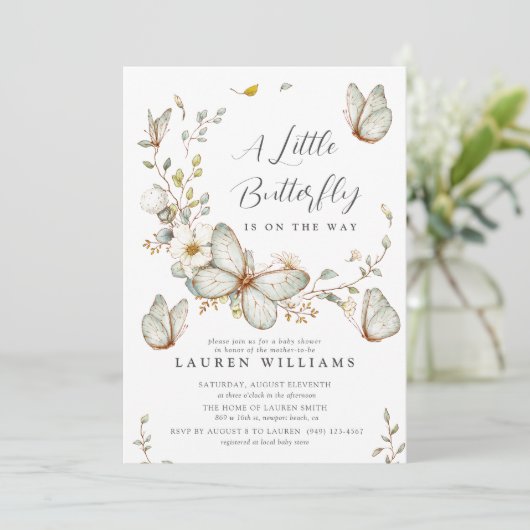 Een kleine vlinder is onderweg Baby shower Kaart (Staand voorkant)