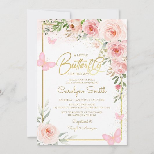 Een kleine vlinder is onderweg Baby shower Kaart (Voorkant)