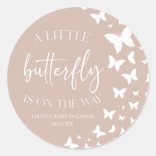 Een kleine vlinder is onderweg Baby shower Ronde Sticker