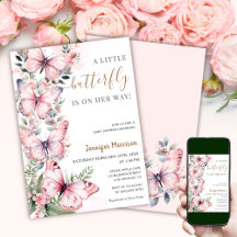 Een kleine vlinder is onderweg! Meisje Baby shower
