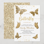 Een kleine vlinder is onderweg meisje blozen goud kaart (Voorkant / Achterkant)