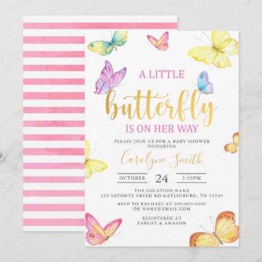 Een kleine vlinder is onderweg naar het gouden Bab Kaart (Voorkant / Achterkant)