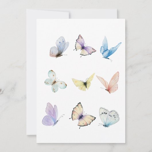 Een kleine vlinder is op de weg Baby shower Kaart (Achterkant)