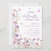 Een kleine vlinder is op de weg Roze Lila Kaart (Voorkant)