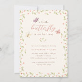 Een kleine vlinder is op weg meisje Baby shower Kaart (Voorkant)