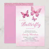 Een kleine vlinder is op weg meisje Baby shower Kaart (Voorkant / Achterkant)