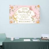 Een kleine vlinder is op weg meisje Baby shower Spandoek (Beurs)