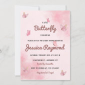 Een kleine vlinder is op weg naar roze Baby shower Kaart (Voorkant)
