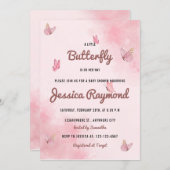 Een kleine vlinder is op weg naar roze Baby shower Kaart (Voorkant / Achterkant)