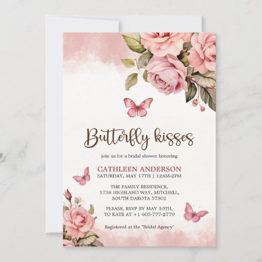 Een kleine vlinder kust bloemig Vrijgezellenfeest Kaart (Voorkant)