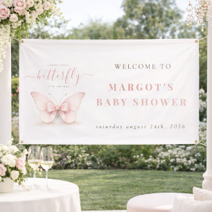 Een Kleine Vlinder Meisjesachtige Baby Shower Welk Spandoek