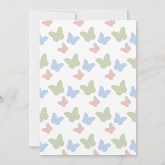 Een kleine vlinder narcis meisje 1e verjaardag kaart (Achterkant)