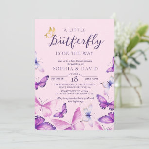 Een Kleine Vlinder Paarse Baby Shower Kaart