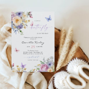 Een Kleine Vlinder Pastel Bloemen Baby Shower Kaart
