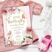 Een kleine vlinder | Pink Gold Glitter Baby shower Kaart