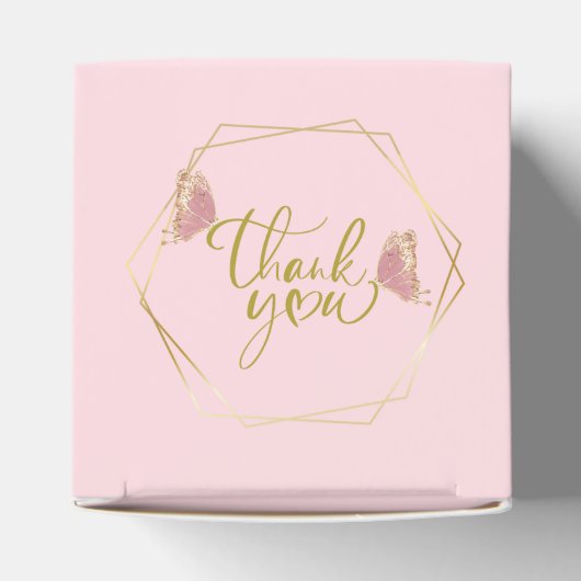 Een kleine vlinder | Roze Bloemen Meisje Baby show Bedankdoosjes (Bovenkant)