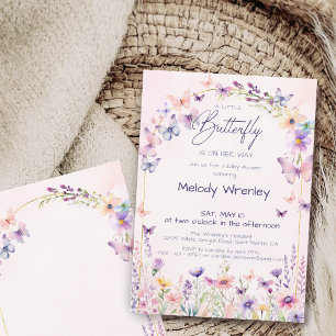 Een Kleine Vlinder Roze Meisje Baby Shower Kaart