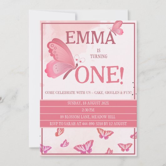 Een kleine vlinder verandert een uitnodiging (Voorkant)