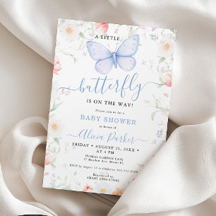 Een kleine vlinder wilde bloem jongen baby shower kaart