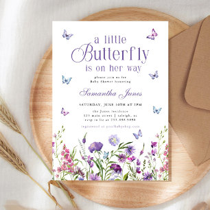 Een Kleine Vlinder Wilde Bloemen Baby Shower Kaart