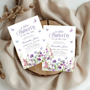 Een Kleine Vlinder Wilde Bloemen Baby Shower Kaart