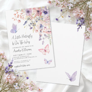 Een Kleine Vlinder Wildflower Baby Shower Kaart