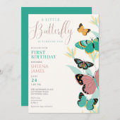 Een kleine vlinder wordt een 1e verjaardag kaart (Voorkant / Achterkant)