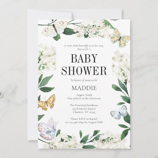 Een kleine vlinderbloemige Waterverf Baby shower Kaart (Voorkant)