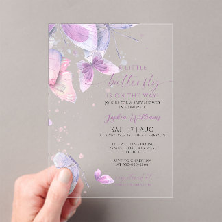 Een kleine vlindervriendelijke baby shower uitnodi acryl uitnodigingen