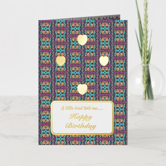 Een kleine vogel vertelde me Happy Birthday Folie Wenskaart (Voorkant)
