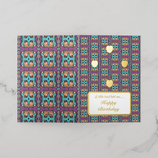 Een kleine vogel vertelde me Happy Birthday Folie Wenskaart (Buiten Laag)