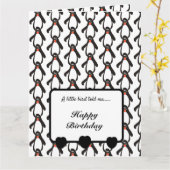 Een kleine vogel vertelde me Penguins Happy Birthd Kaart (Gele Bloem)