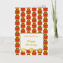 Een kleine vogel vertelde me Red Owls Happy Birthd