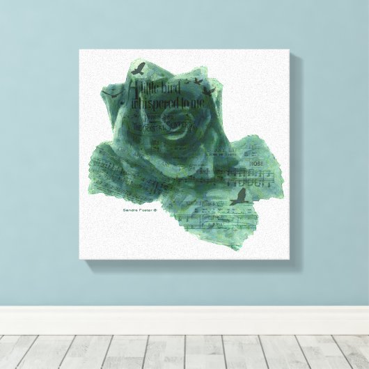 Een kleine vogel vertelde me Roos Canvas Afdruk (Insitu (Houten vloer))