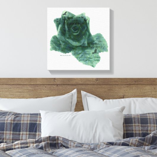 Een kleine vogel vertelde me Roos Canvas Afdruk (Insitu (Slaapkamer))