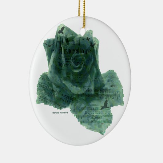 Een kleine vogel vertelde me Roos Keramisch Ornament (Rechts)