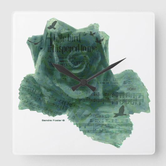 Een kleine Vogel vertelde me toenam Vierkante Klok (Voorkant)