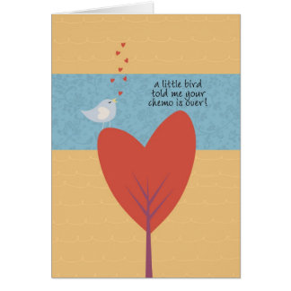 Een kleine vogel zei me dat je chemo voorbij is.