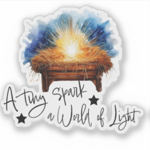 Een kleine vonk een wereld van Licht kerststal ker Sticker