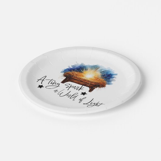 Een kleine vonk in een wereld van Lichtkribbe Kers Papieren Bordje (Gekanteld)