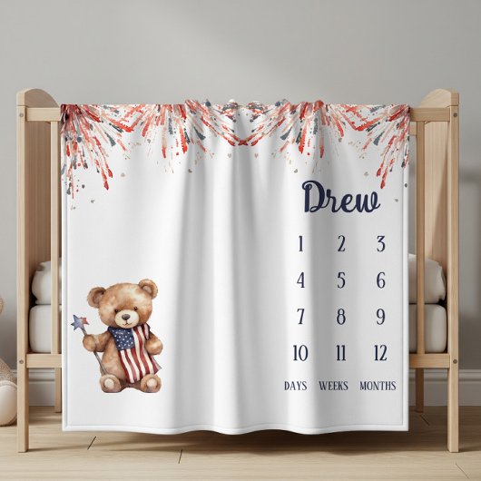 Een kleine vuurwerk Teddybeer Baby mijlpaal Fleece Deken