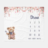 Een kleine vuurwerk Teddybeer Baby mijlpaal Fleece Deken (Voorkant (Horizontaal))