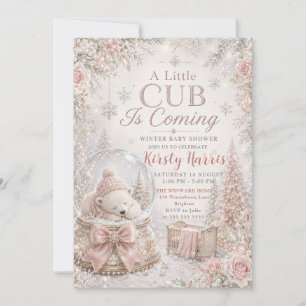 Een Kleine Welp Komt Winter Baby Shower Kaart