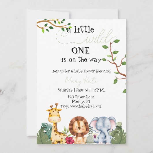 Een kleine WIld One is onderweg naar Safari Animal Kaart (Voorkant)