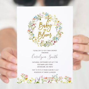 Een kleine Wilde Baby in het Baby shower Bloom Kaart