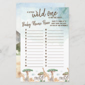 Een kleine Wilde Baby noem Race Baby shower Game (Voorkant / Achterkant)