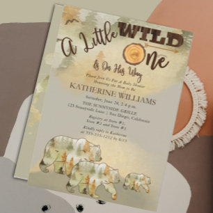 Een kleine wilde Beren Woodland Baby shower I Kaart