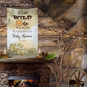 Een kleine wilde Beren Woodland Baby shower Spandoek