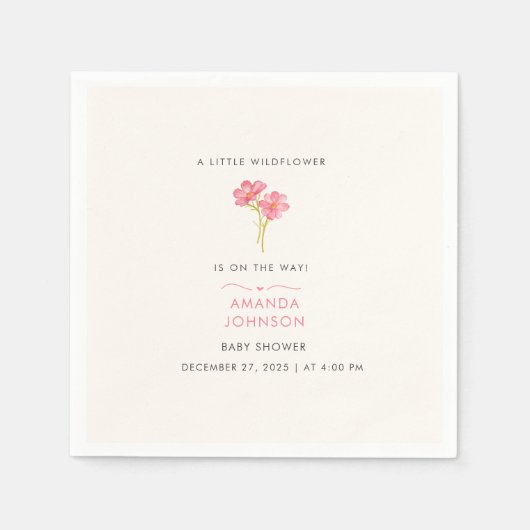 Een kleine wilde bloem baby in bloei baby shower servet (Voorkant)